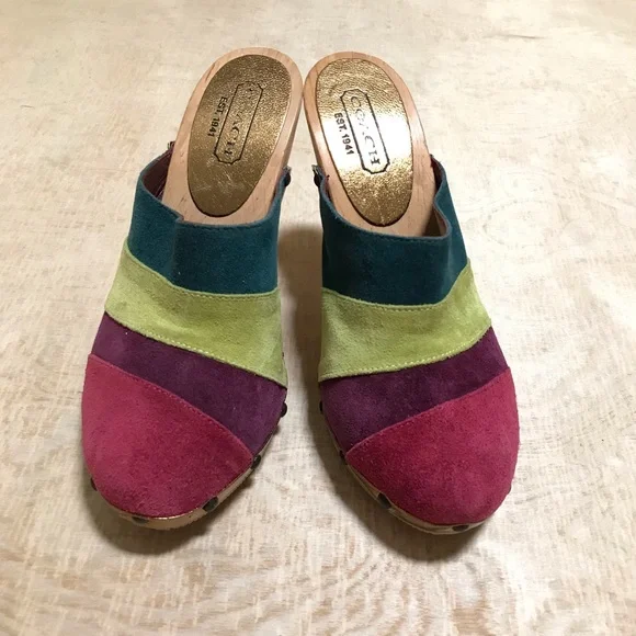 Coach Katy Multicolored Mules Heeled Size 6.5 - Picture 4 of 11